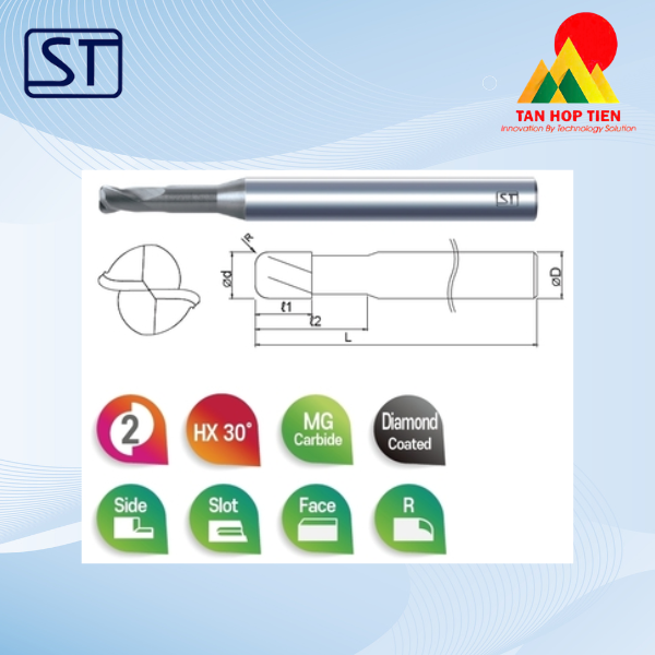 Dao Phay Ngón 2 Me STARTOOL 2DLC – Phủ DLC Gia Công Graphite Chuyên Dụng